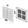 Műanyag szellőzőrács rovarhálóval 250x250 mm