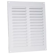 Fehér fém szellőzőrács rovarhálóval 195x245 mm