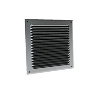 Ezüst fém szellőzőrács rovarhálóval 200x200 mm