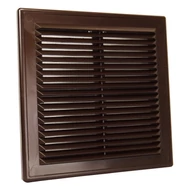 Műanyag barna szellőzőrács rovarhálóval 204x204 mm