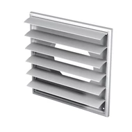 Műanyag szürke szellőzőrács csőcsonkkal, gravitációs zsaluval 150 mm