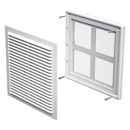 Műanyag szellőzőrács rovarhálóval 204x204 mm