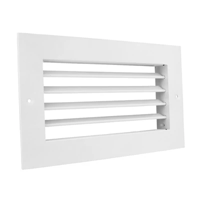 fém szellőzőrács szabályozható zsaluval 200x100 mm, fehér