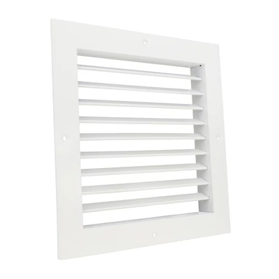 fém szellőzőrács szabályozható zsaluval 200x200 mm, fehér