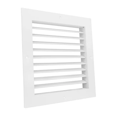 fém szellőzőrács szabályozható zsaluval 350x350 mm, fehér