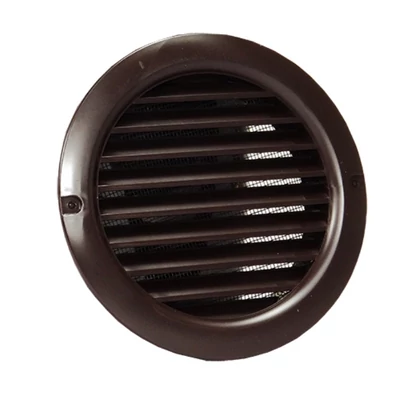 Műanyag barna szellőzőrács rovarhálóval 100mm