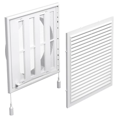 Műanyag állítható szellőzőrács csőcsonkkal, rovarhálóval 200 mm