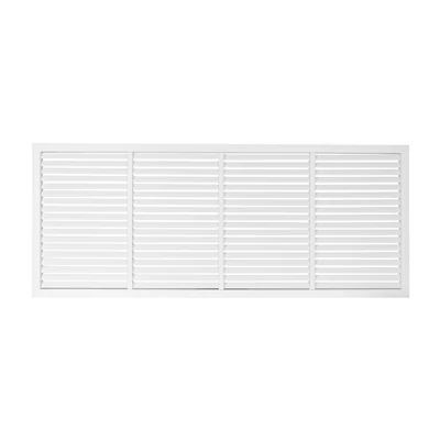 Műanyag fehér szellőzőrács fix zsaluval 1500x300 mm 