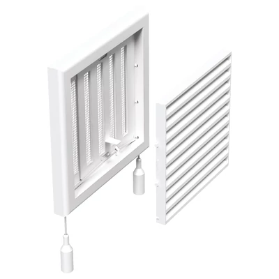 Műanyag állítható szellőzőrács rovarhálóval 187x187 mm