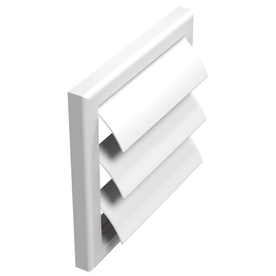 Műanyag szellőzőrács gravitációs zsaluval 154x154 mm