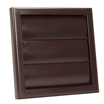 Műanyag barna szellőzőrács csőcsonkkal, gravitációs zsaluval 100 mm