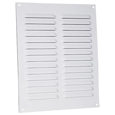 Fehér fém szellőzőrács rovarhálóval 195x245 mm