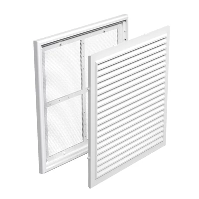 Műanyag szellőzőrács rovarhálóval 250x250 mm