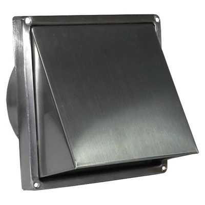 Fém szellőzőrács esővédő előlappal, csőcsonkkal 100 mm