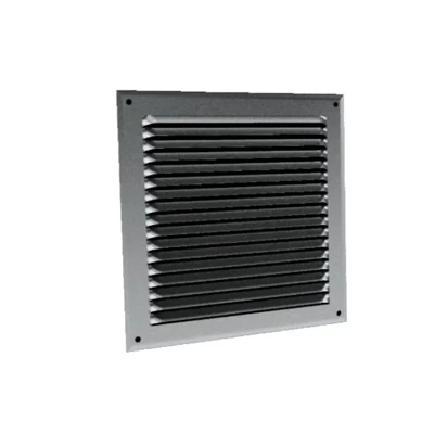 Ezüst fém szellőzőrács rovarhálóval 440x440 mm