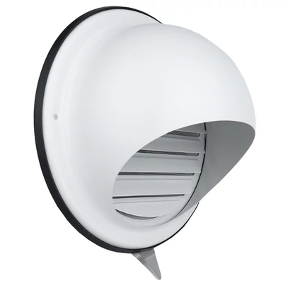 Suvlaw160- Fehér szellőzőrács homlokzatra fedéllel, rovarvédő hálóval és karimáva